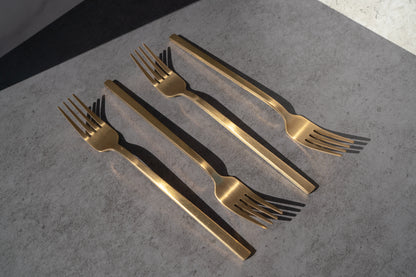 brushed gold forks, set of 4