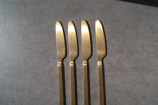 brushed gold knives, set of 4
